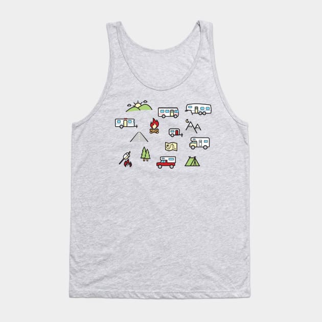 Cute RV and Camping Large Icon Pattern Tank Top by RVToolbox